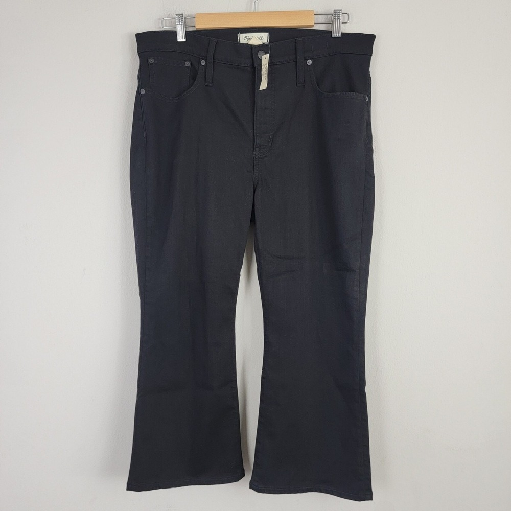 Madewell Cali Demi-Boot Jeans Womens W33P Black Tencel Magic Pockets Hi Rise NWT